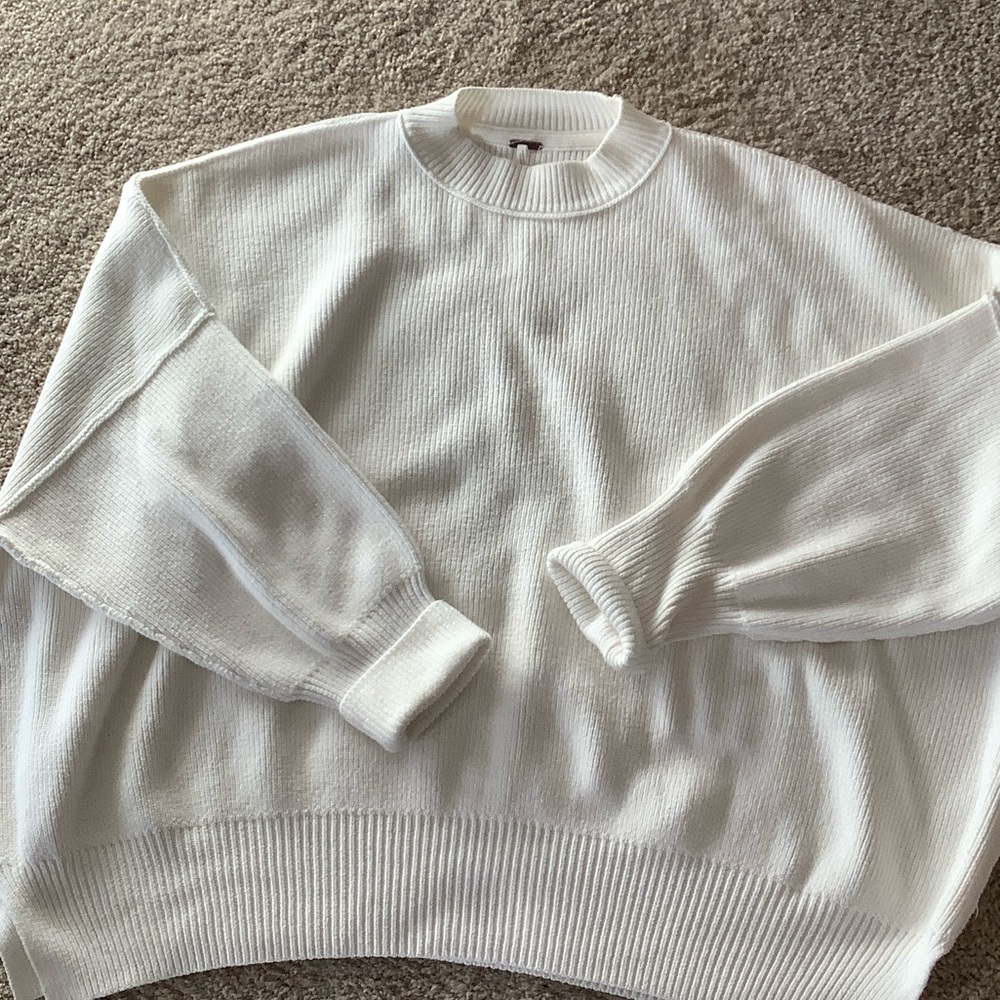 Free People White Crew Neck Sweater